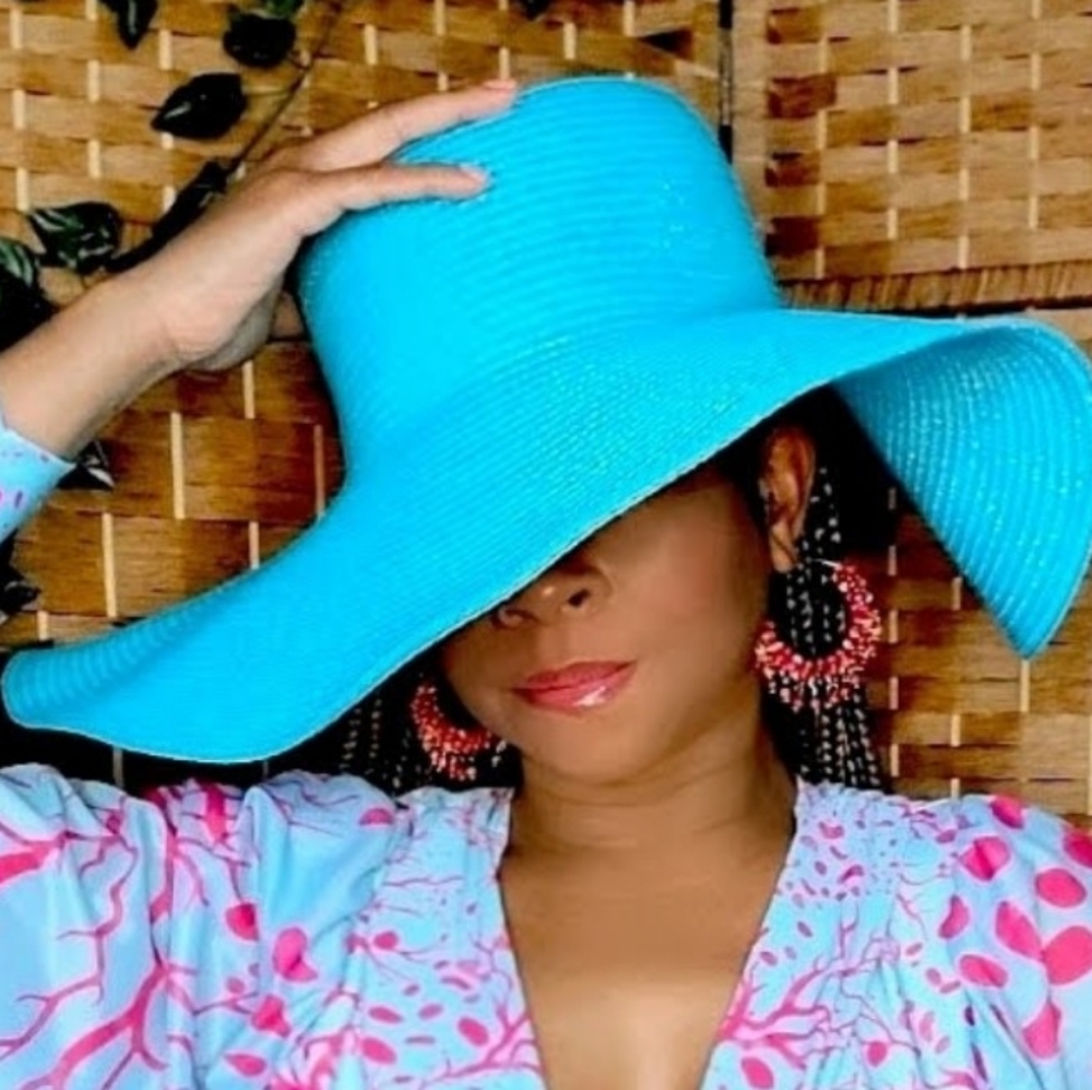Wide Brim Blue Sun Hat